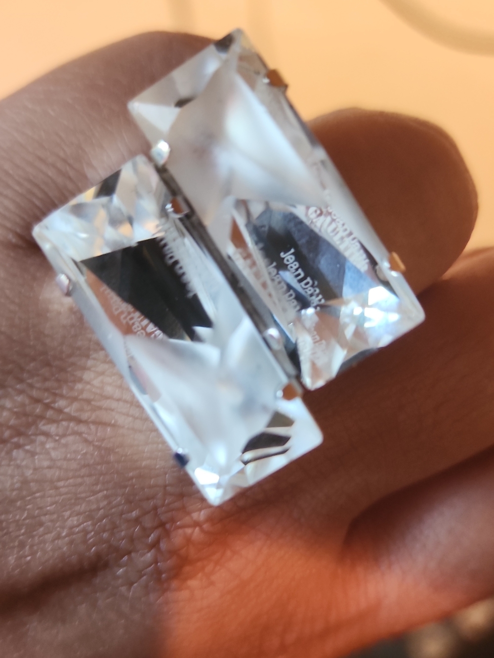 NWOT One Of A Kind: Jean Paul Gaultier Clear Twin-Rectangle Crystal Ring